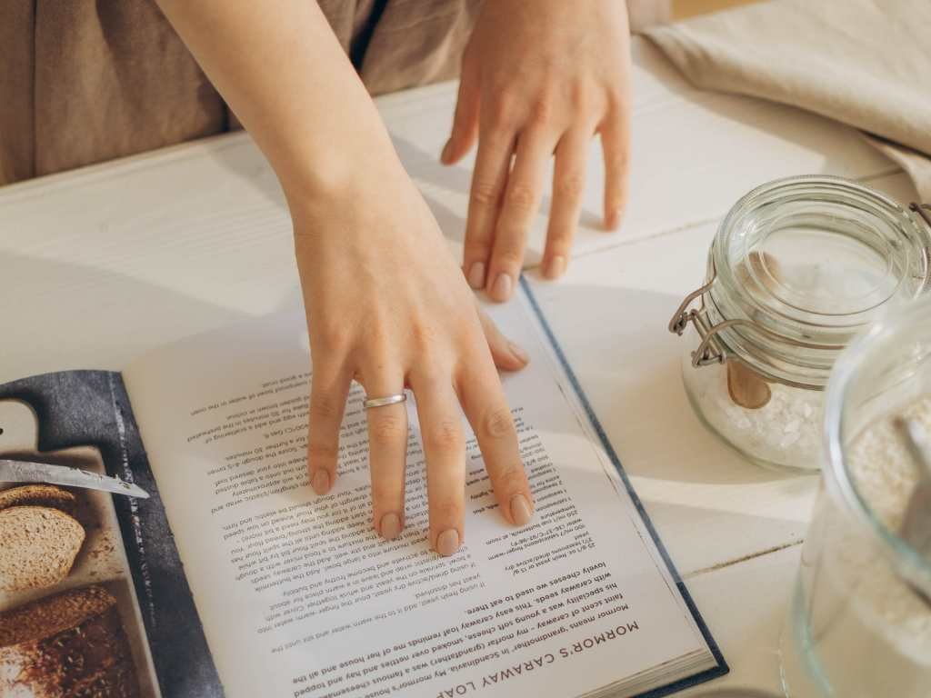 healthy cookbook on top of a table