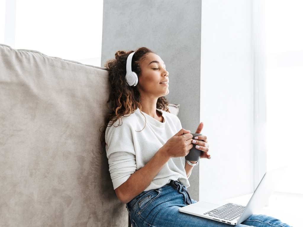 young woman with headphones 