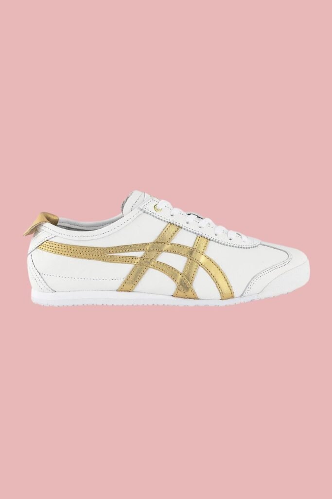onitsuka tiger white and gold shoes