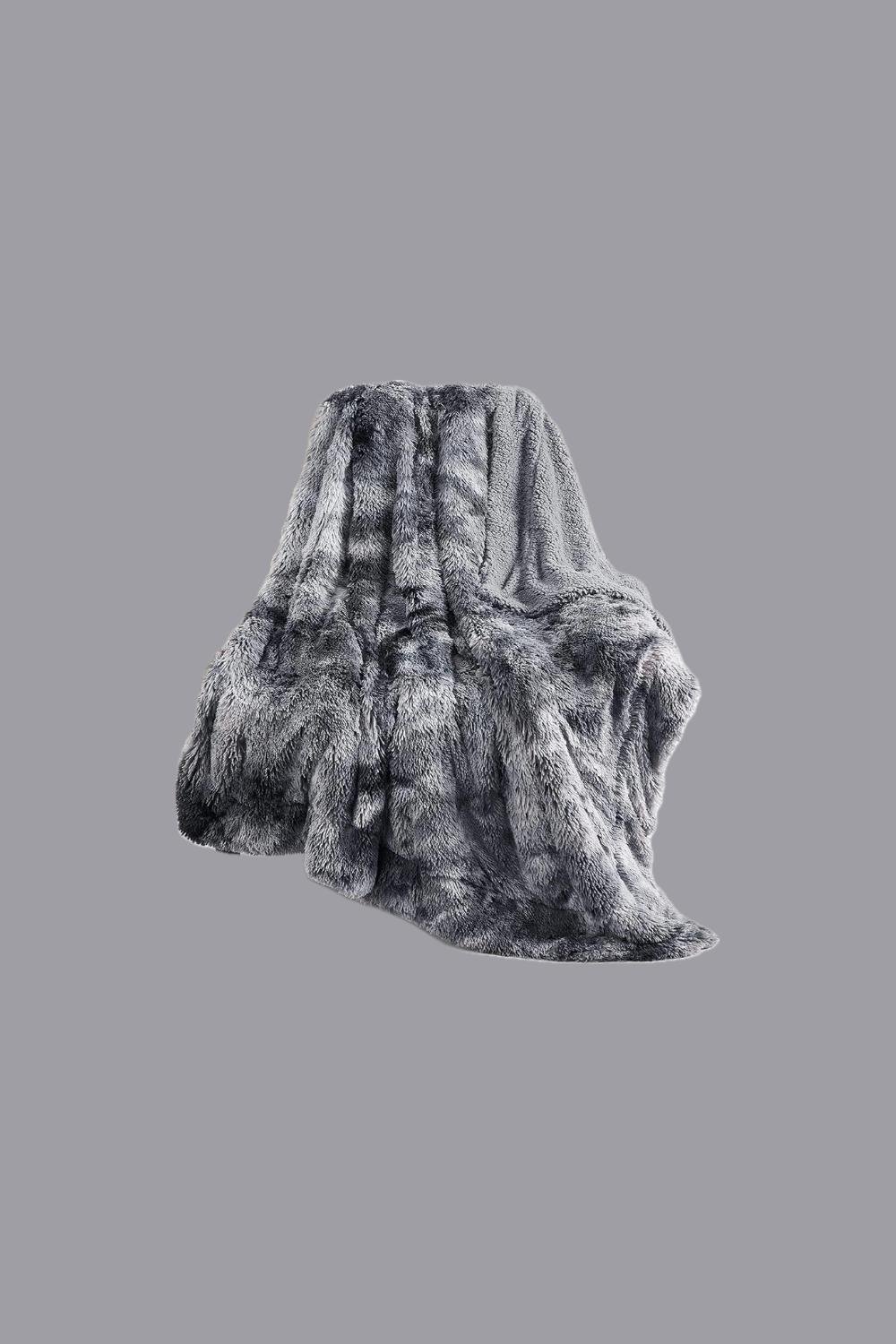 A gray Faux Fur Throw Blanket