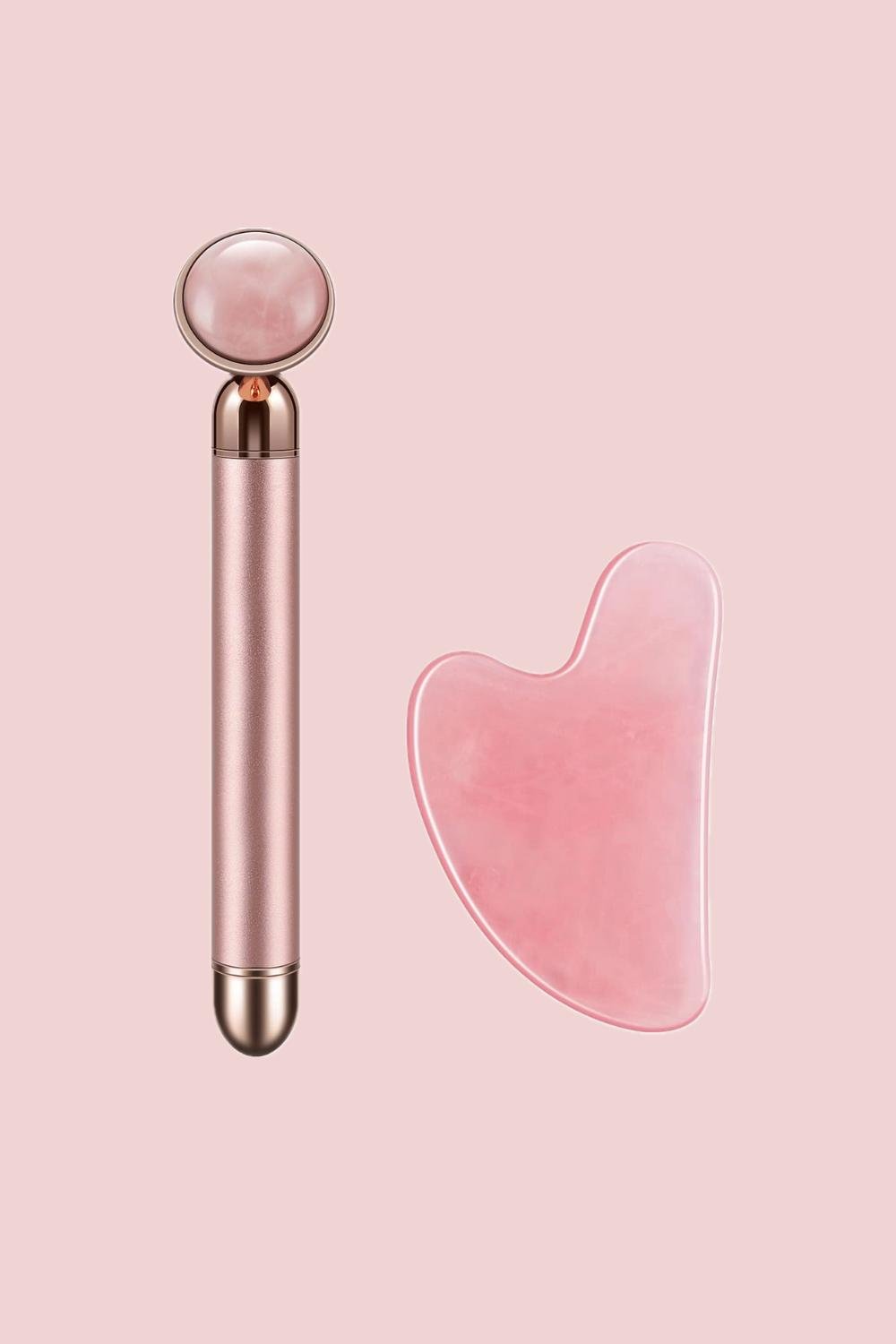 A pink Jade Roller and Gua Sha Set